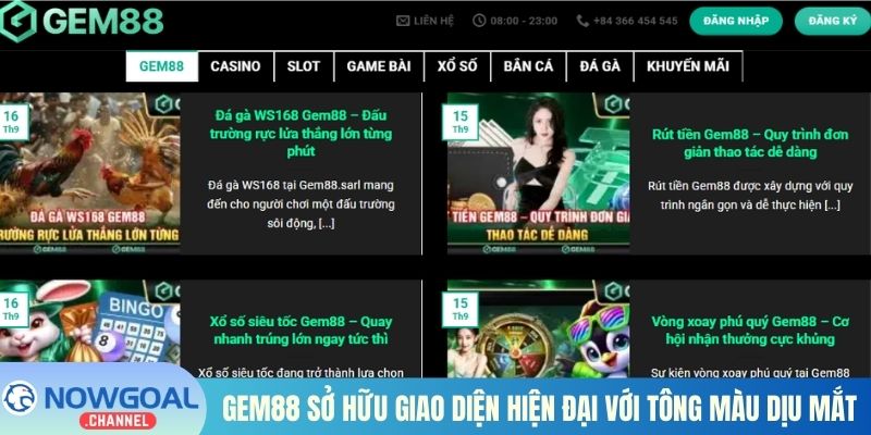 Gem88 sở hữu giao diện hiện đại với tông màu dịu mắt