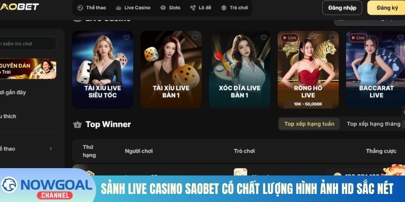 Sảnh Live Casino Saobet có chất lượng hình ảnh HD sắc nét 